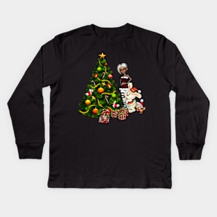 Merry christmas in a winter landscape Kids Long Sleeve T-Shirt